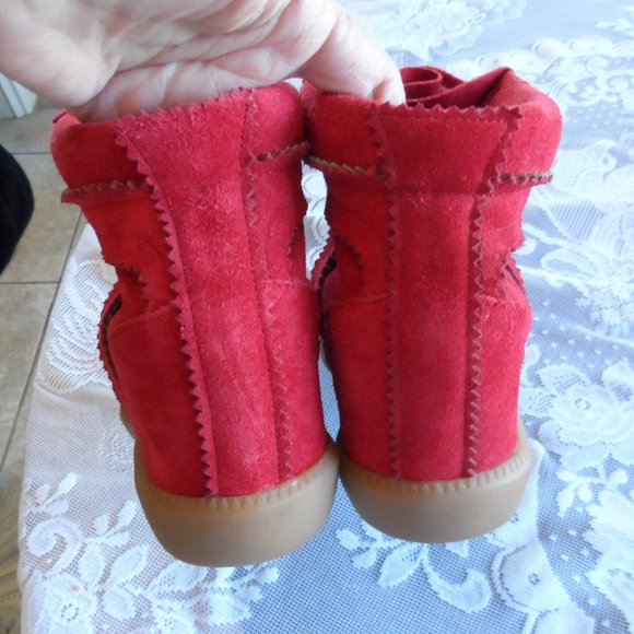 New Isabel Marant Raspberry Bobby Suede Leather Sneakers SIze 37 - Picture 10 of 15